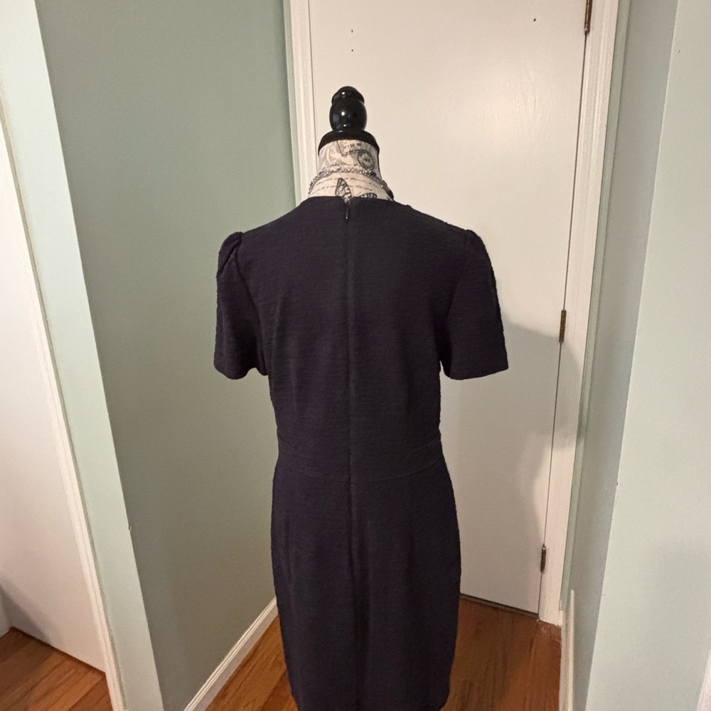Ann Taylor Textured Navy Blue Sheath Dress. Ships FREE SAME Business Day - Picture 4 of 5
